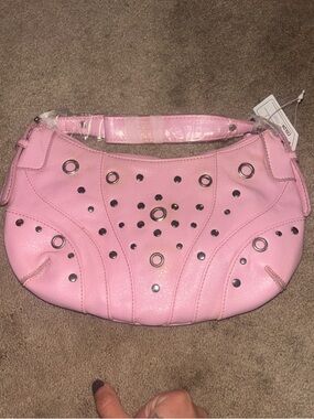 Pink Studded Shoulder Bag - Women's Handbag